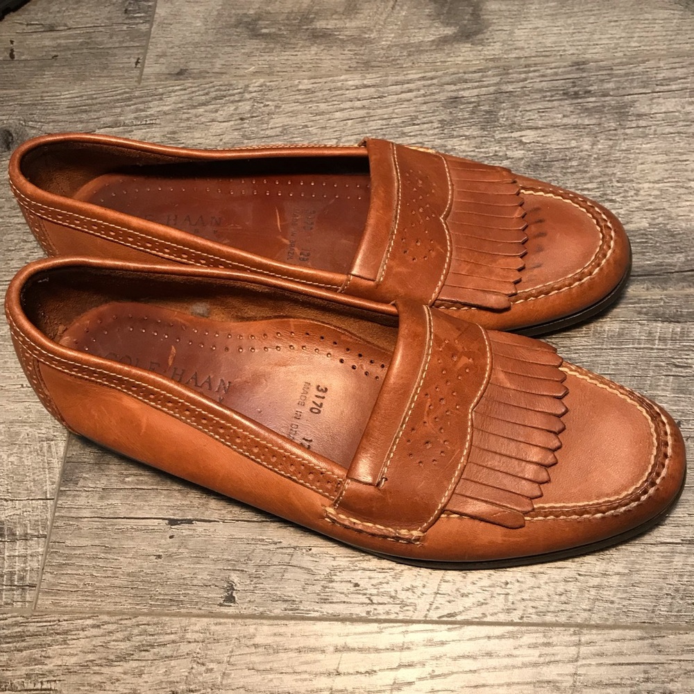 Cole Haan Slip On Brown Leather Oxfords Shoes